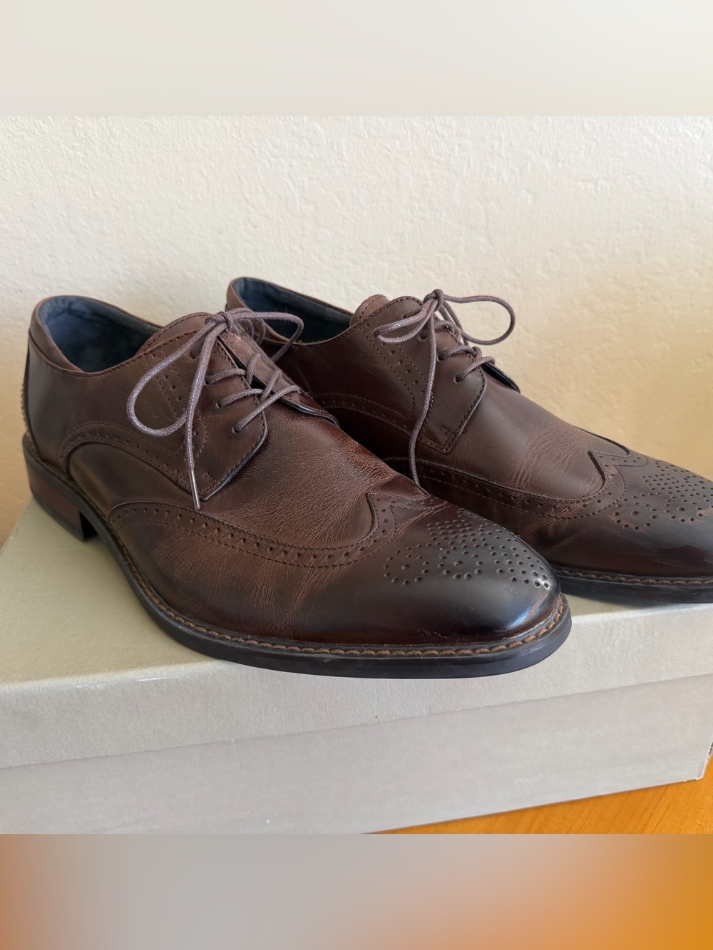 Joseph Abboud Men's Dark Brown Wingtip Derby Oxfords